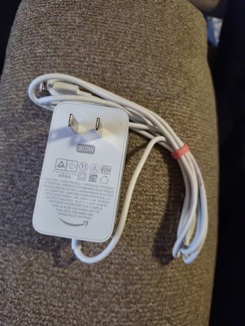 Amazon 30W USB-C Wall Charger with White Cable